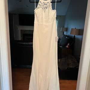 Loving destiny white lace halter mermaid dress